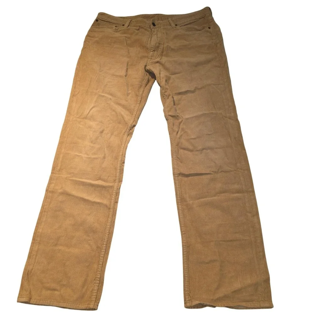 Polo Ralph Lauren Mens Corduroy Pants 38x32 Tan Beige Straight Fit Classic 5pock